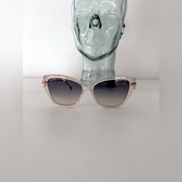 Ferragamo Cat Eye Sunglasses 55 mm Clear Nude Retro Sunglasses Vintage Designer - Picture 11 of 13